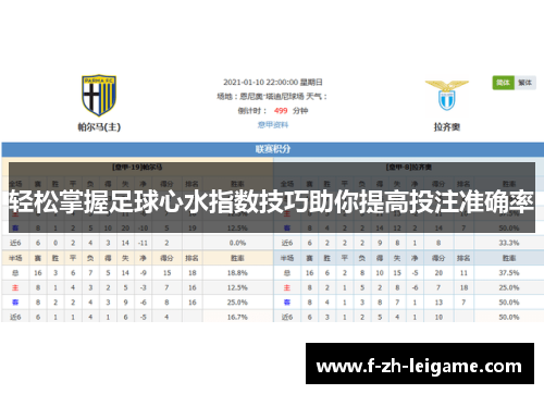 轻松掌握足球心水指数技巧助你提高投注准确率